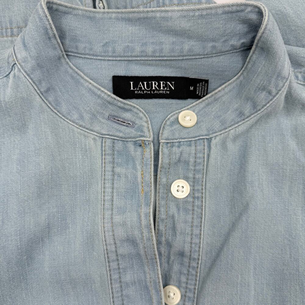 Lauren Ralph Lauren Black Label Chambray Tunic Dress Womens M Cotton Blue - Picture 7 of 14